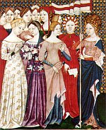 Italian breviary showing women's figured silk gowns